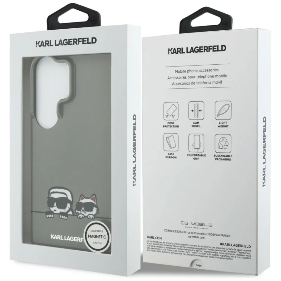 Etui Karl Lagerfeld IML Peekaboo Karl&Choupette MagSafe na Samsung Galaxy S26 Ultra - czarne