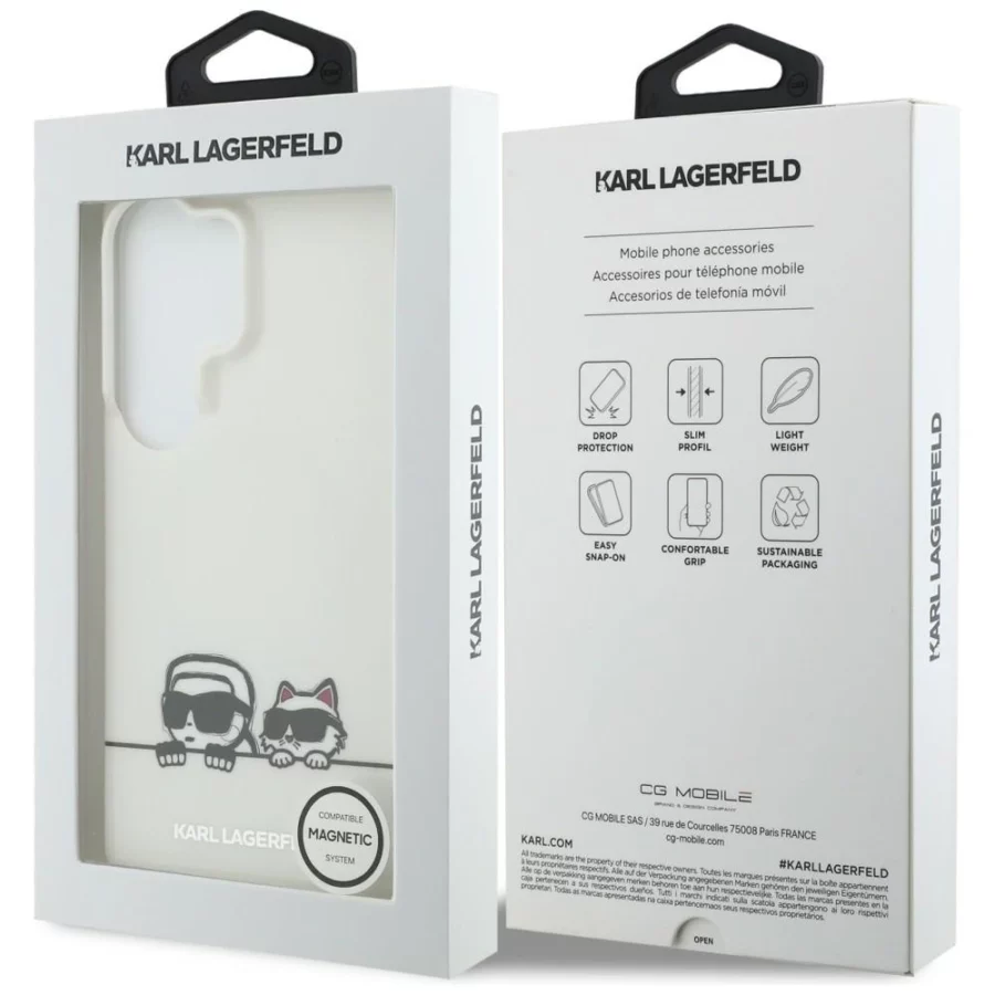 Etui Karl Lagerfeld IML Peekaboo Karl&Choupette MagSafe na Samsung Galaxy S26 Ultra - przezroczyste