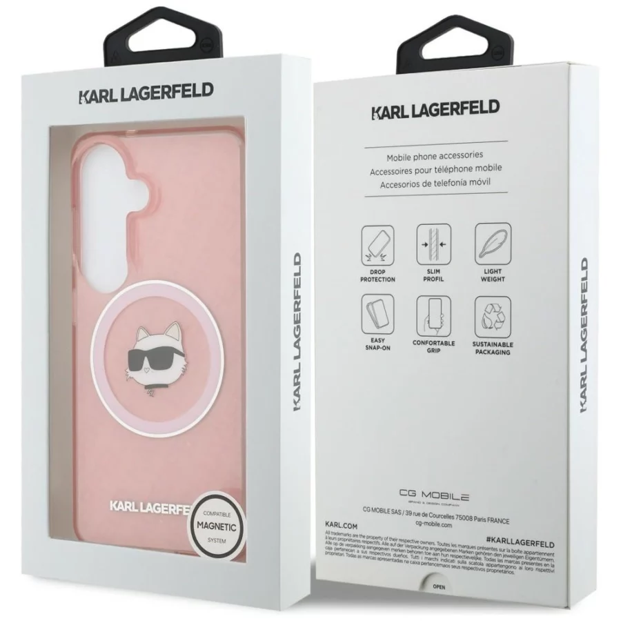 Etui Karl Lagerfeld IML Repeated Choupette MagSafe na Samsung Galaxy S26 Plus - różowe