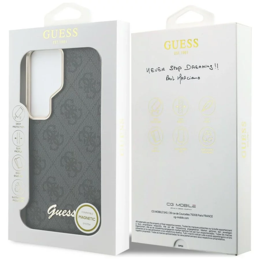 Etui Guess 4G Script MagSafe na Samsung Galaxy S26 Ultra - czarne