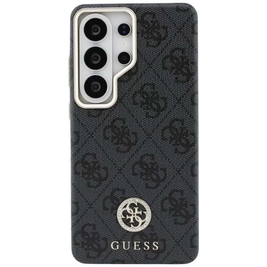 Etui Guess 4G Rhinestone Round Logo MagSafe na Samsung Galaxy S26 Ultra - czarne