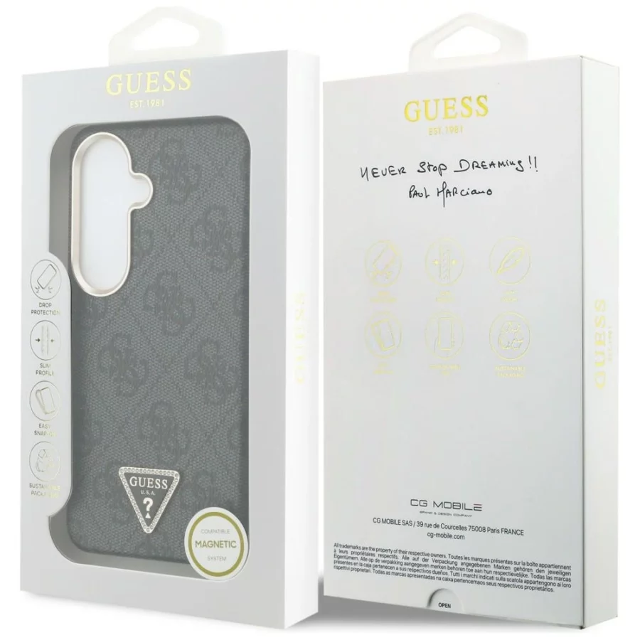 Etui Guess 4G Triangle Logo MagSafe na Samsung Galaxy S26 - czarne