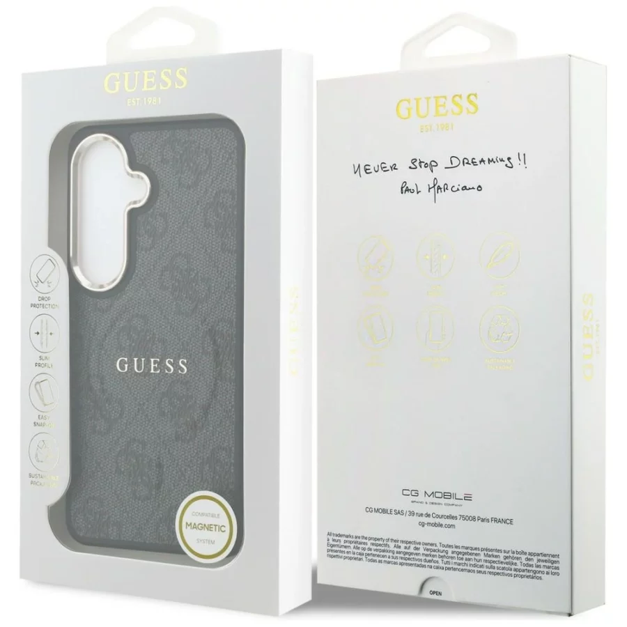 Etui Guess 4G Embossed Ring MagSafe na Samsung Galaxy S26+ - czarne