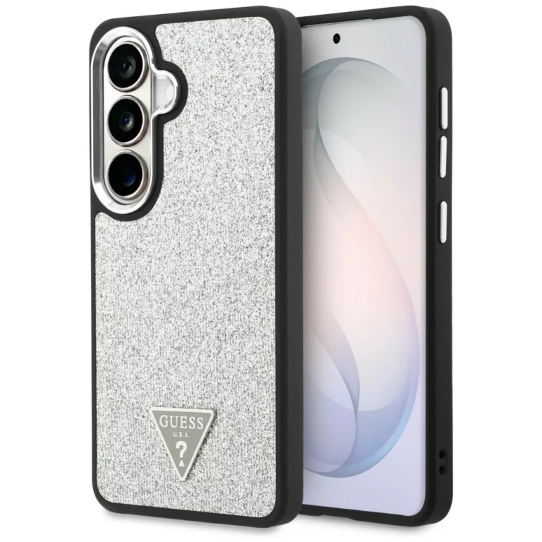 Etui Guess Fixed Glitter Triangle MagSafe na Samsung Galaxy S26 - srebrne
