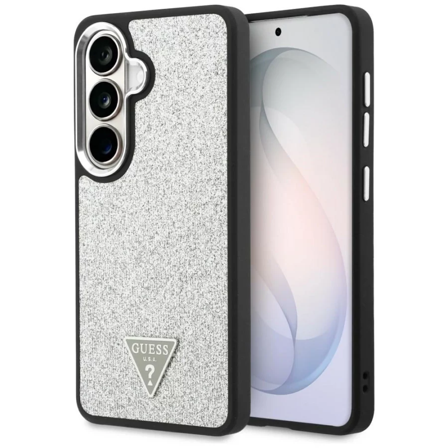 Etui Guess Fixed Glitter Triangle MagSafe na Samsung Galaxy S26 - srebrne