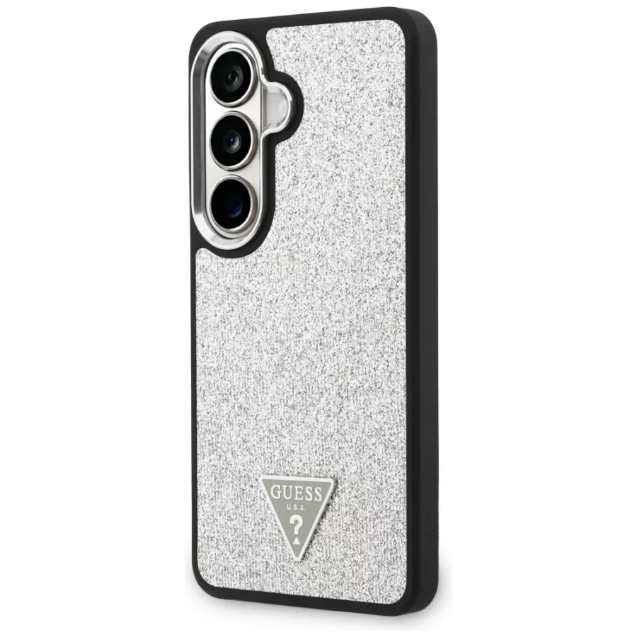 Etui Guess Fixed Glitter Triangle MagSafe na Samsung Galaxy S26 - srebrne