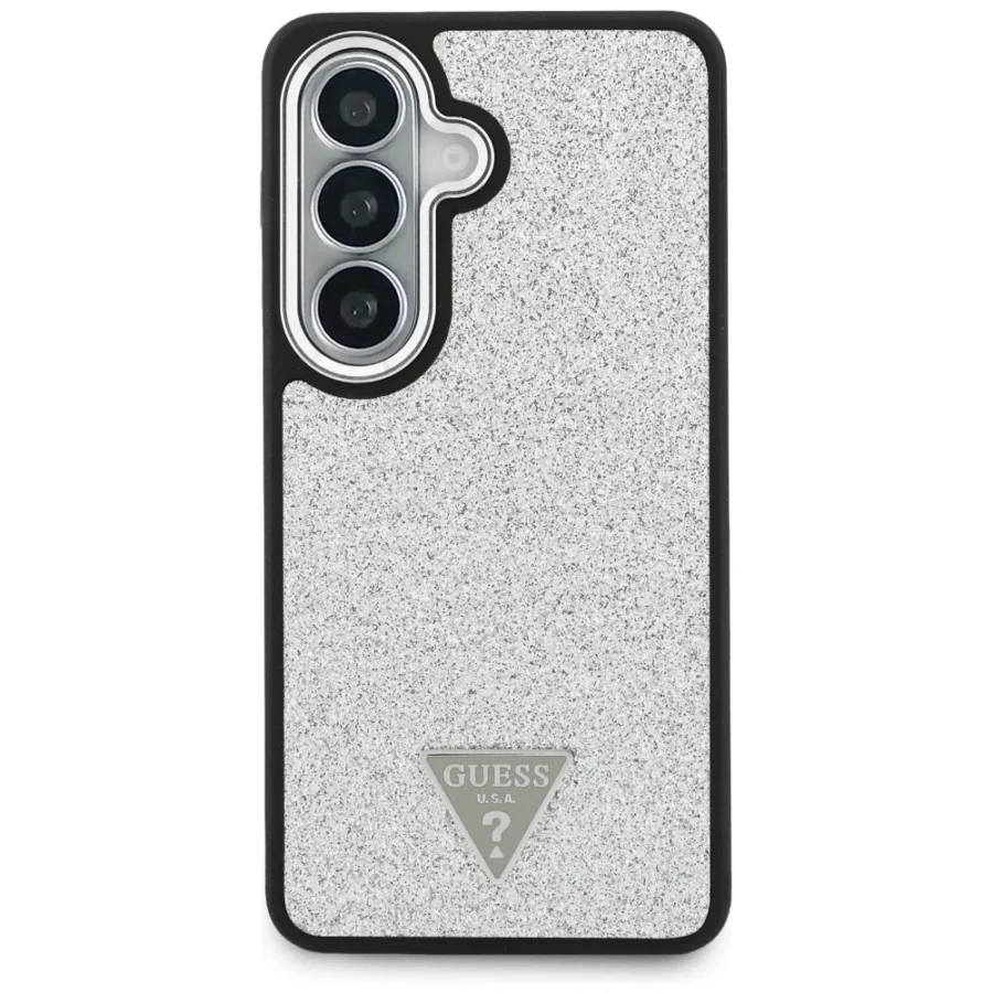Etui Guess Fixed Glitter Triangle MagSafe na Samsung Galaxy S26 - srebrne