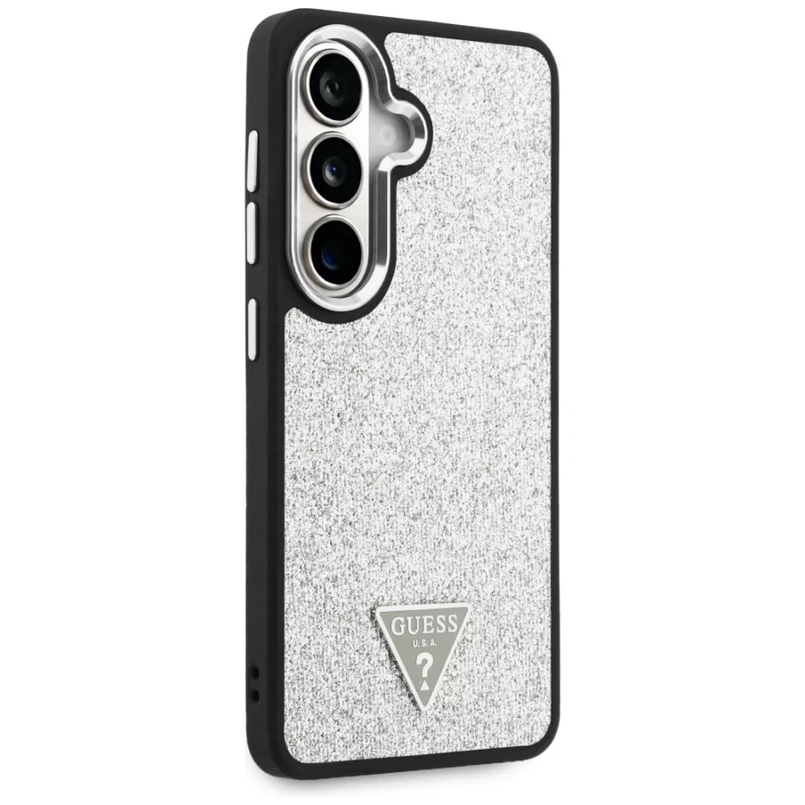 Etui Guess Fixed Glitter Triangle MagSafe na Samsung Galaxy S26 - srebrne