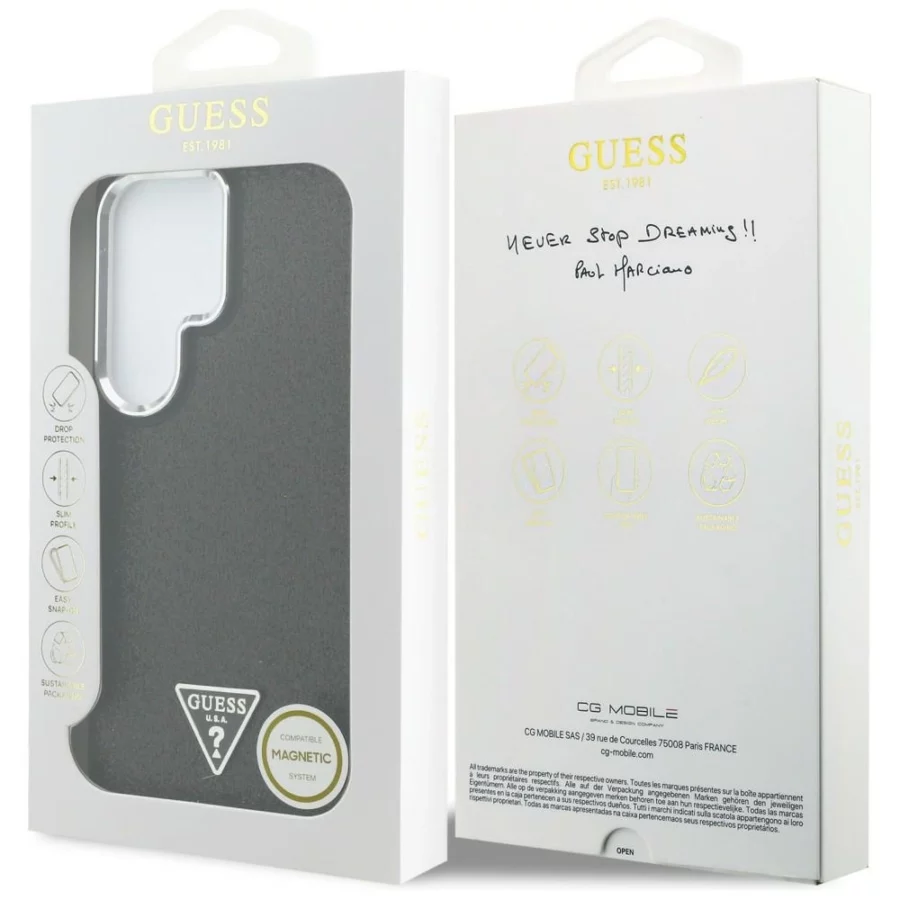 Etui Guess Fixed Glitter Triangle MagSafe na Samsung Galaxy S26 Ultra - czarne