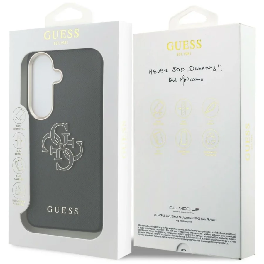 Etui Guess Grained Big 4G Metal Logo na Samsung Galaxy S26 - czarne