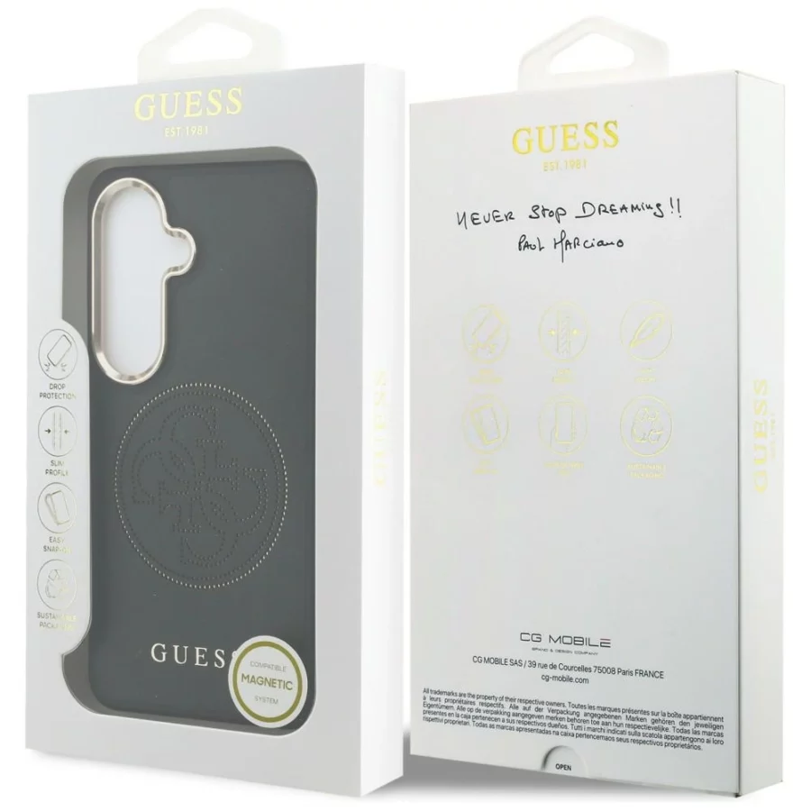 Etui Guess Perforated Logo MagSafe na Samsung Galaxy S26 - czarne