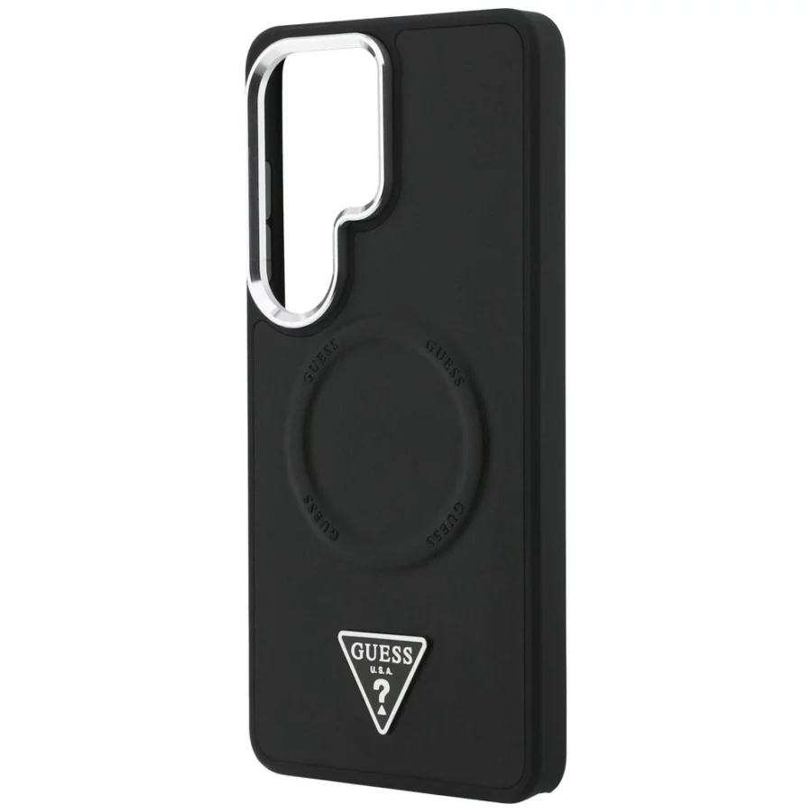 Etui Guess Embossed Ring Triangle Logo MagSafe na Samsung Galaxy S26 Ultra - czarne