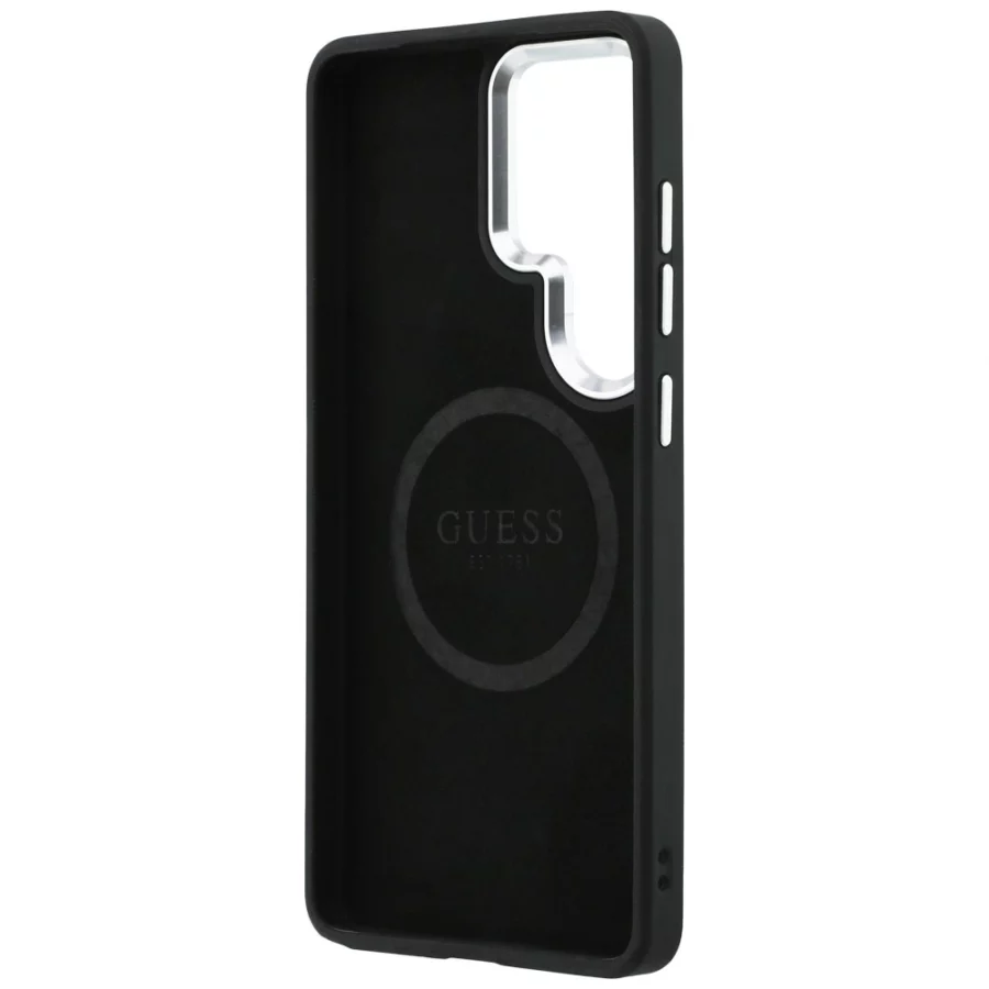Etui Guess Embossed Ring Triangle Logo MagSafe na Samsung Galaxy S26 Ultra - czarne