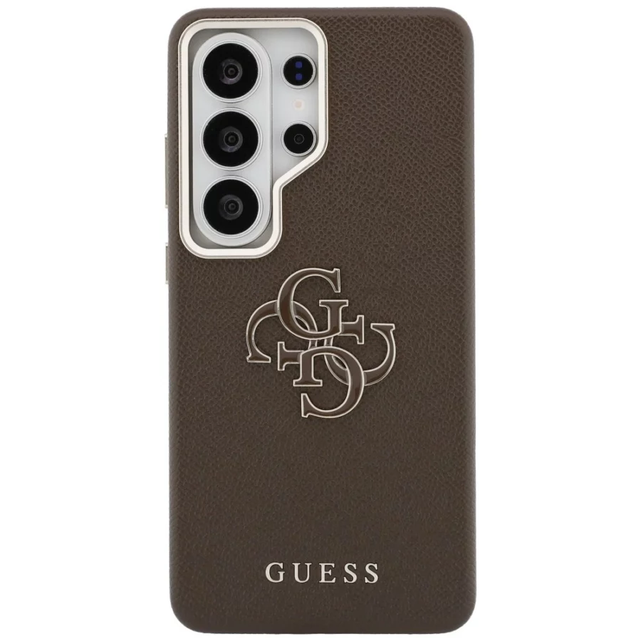Etui Guess Grained Big 4G Metal Logo na Samsung Galaxy S26 Ultra - brązowe