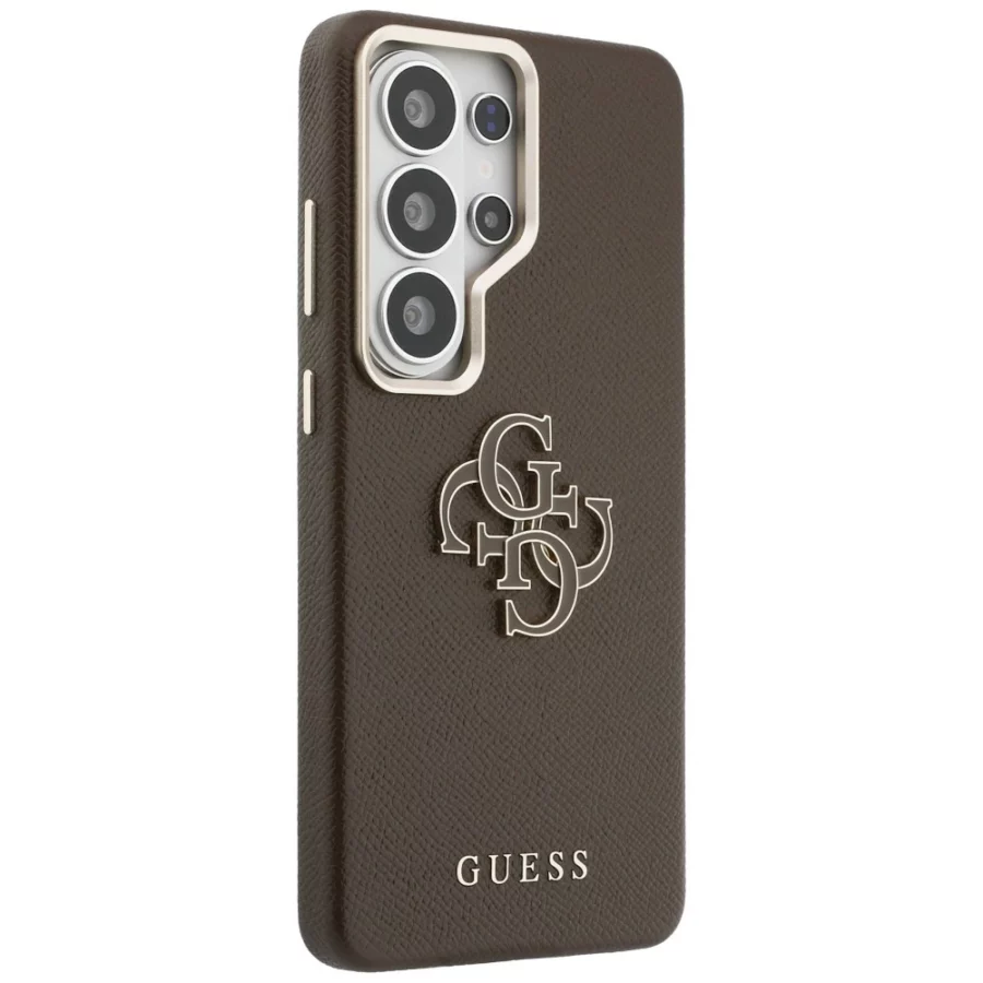 Etui Guess Grained Big 4G Metal Logo na Samsung Galaxy S26 Ultra - brązowe