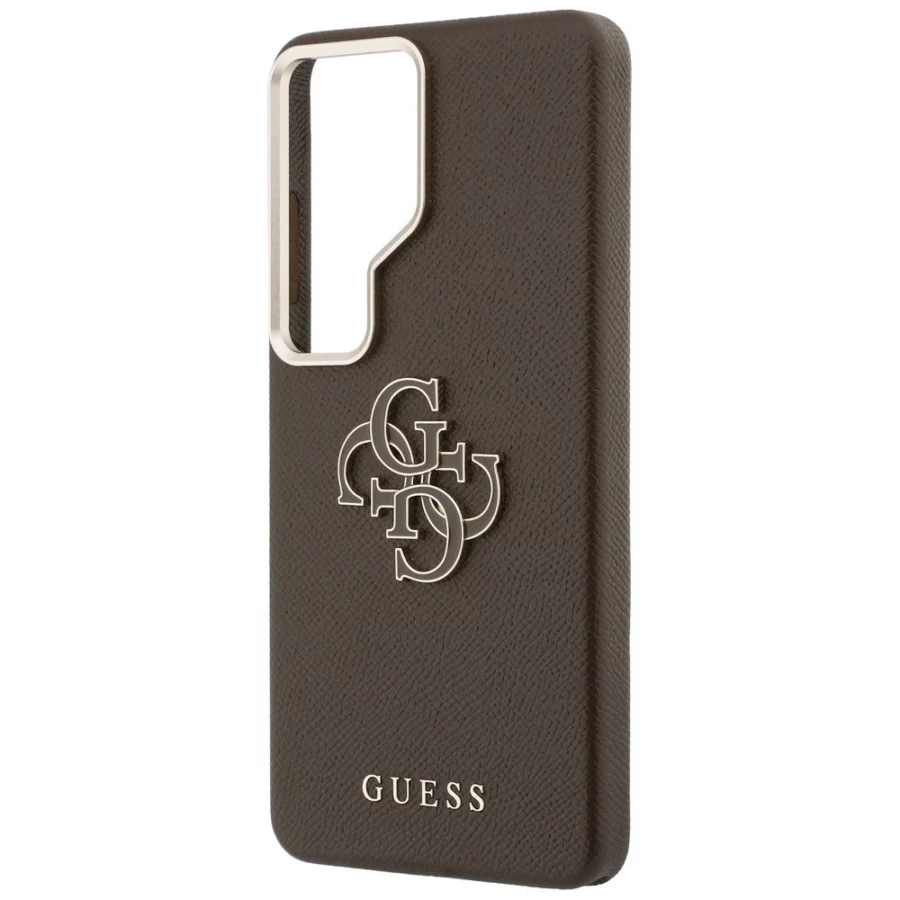 Etui Guess Grained Big 4G Metal Logo na Samsung Galaxy S26 Ultra - brązowe