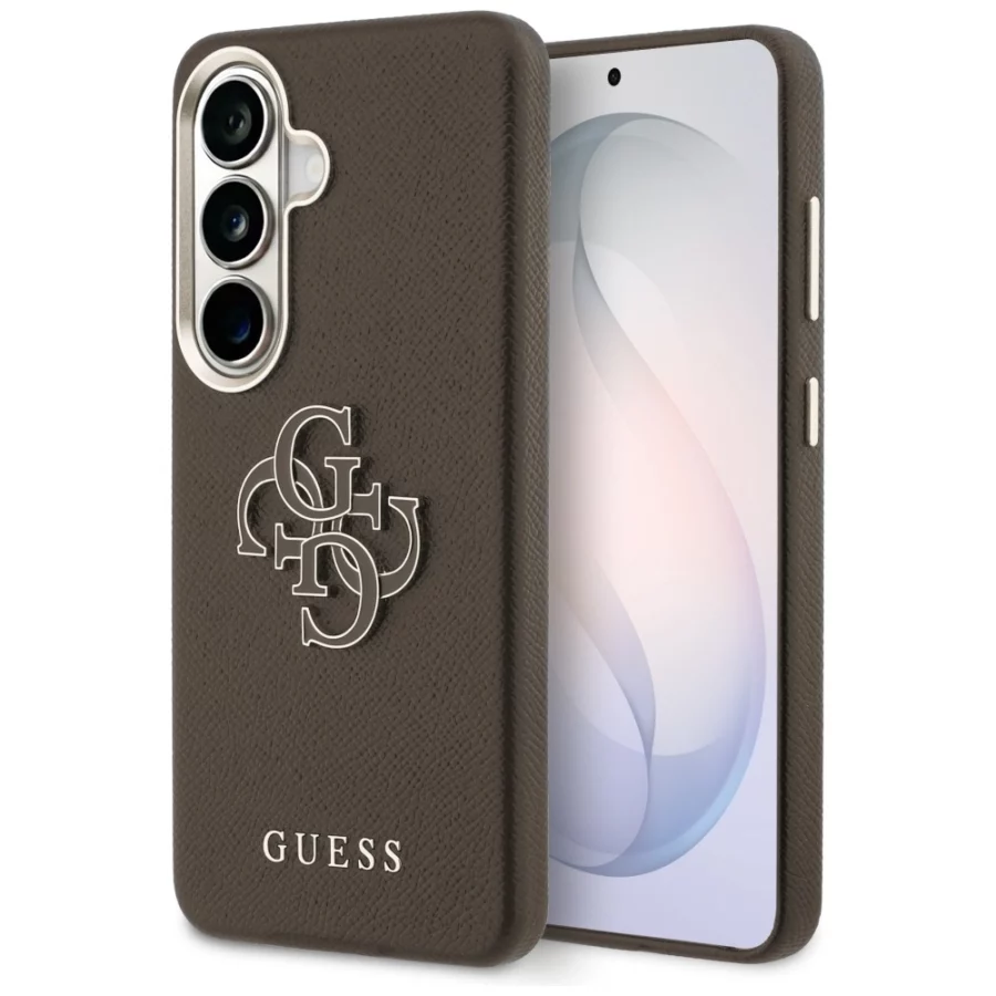 Etui Guess Grained Big 4G Metal Logo na Samsung Galaxy S26+ - brązowe