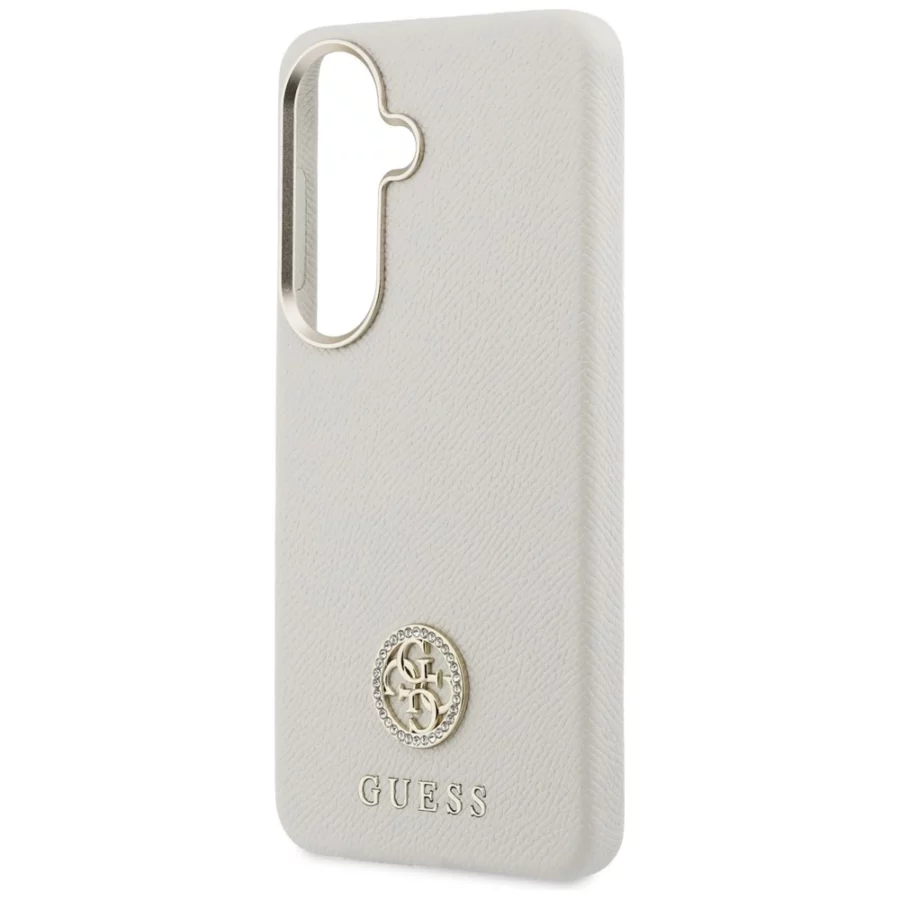 Etui Guess Rhinestone Round Logo MagSafe na Samsung Galaxy S26 - beżowe