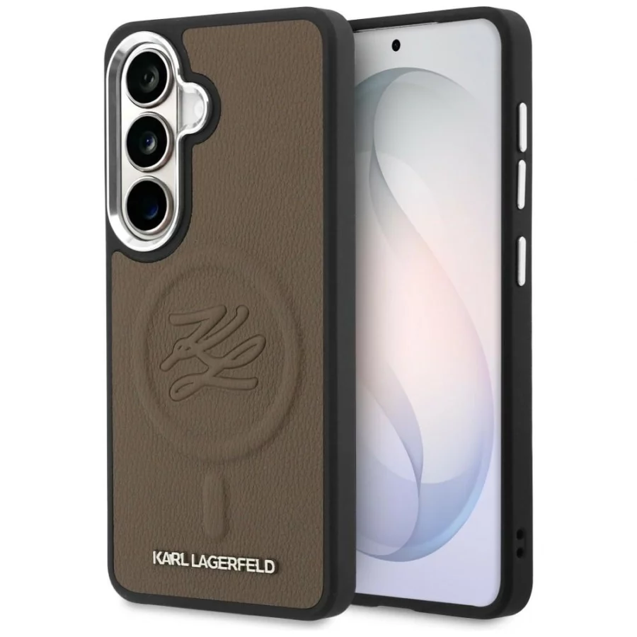 Etui Karl Lagerfeld Embossed Ring Initials MagSafe na Samsung Galaxy S26 - brązowe