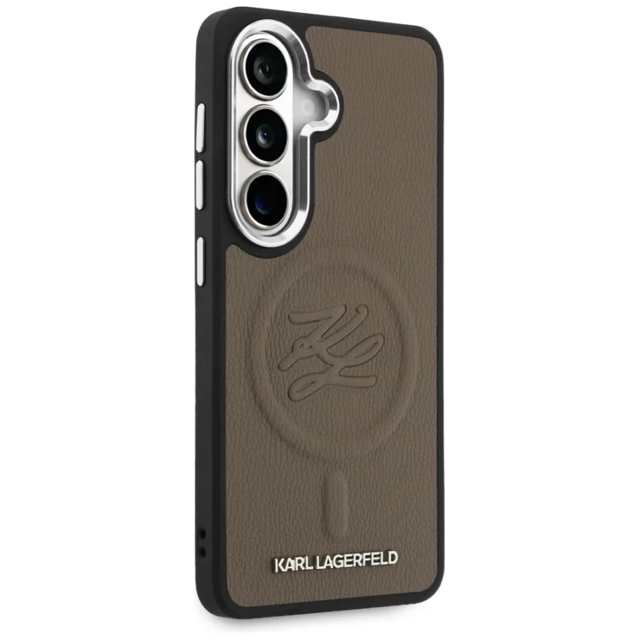 Etui Karl Lagerfeld Embossed Ring Initials MagSafe na Samsung Galaxy S26 - brązowe
