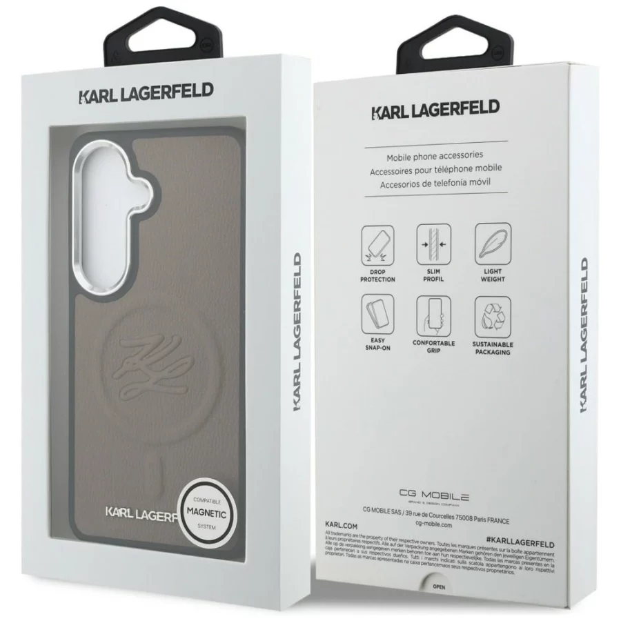 Etui Karl Lagerfeld Embossed Ring Initials MagSafe na Samsung Galaxy S26 - brązowe