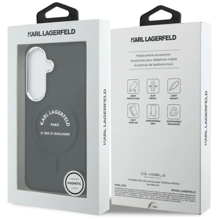 Etui Karl Lagerfeld Embossed Ring RSG Logo MagSafe na Samsung Galaxy S26 - czarne