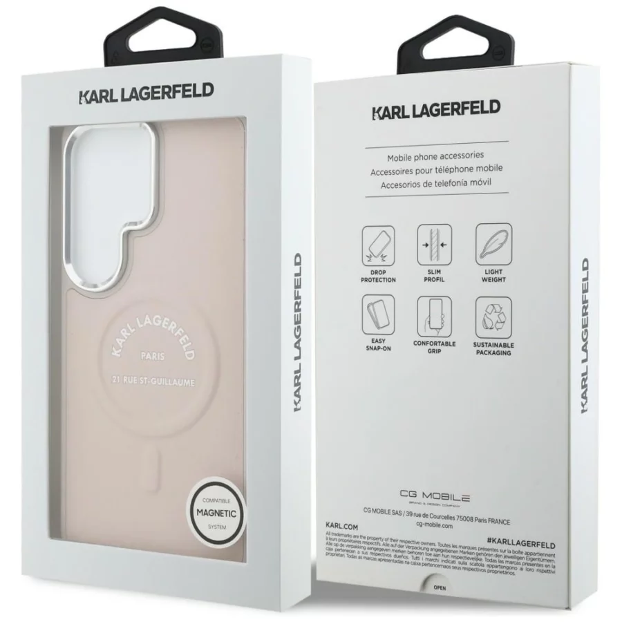 Etui Karl Lagerfeld Embossed Ring RSG Logo MagSafe na Samsung Galaxy S26 Ultra - różowe