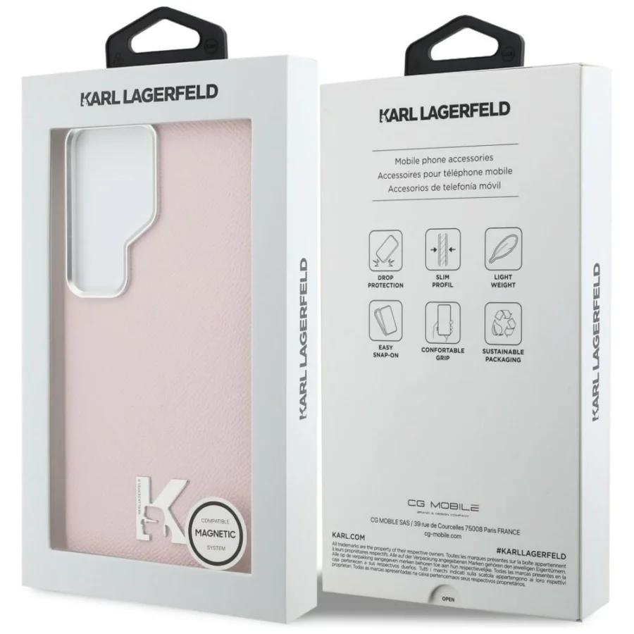Etui Karl Lagerfeld K Metal Logo MagSafe na Samsung Galaxy S26 Ultra - różowe