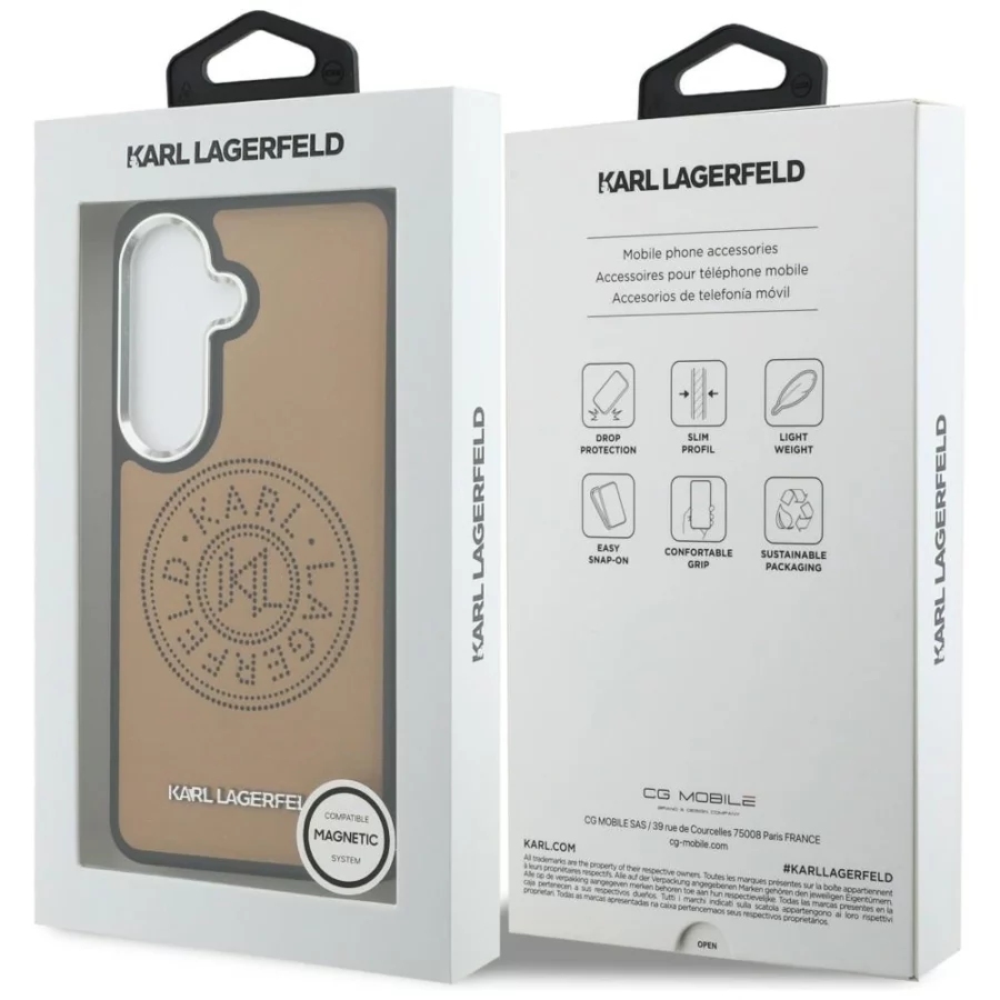 Etui Karl Lagerfeld Perforated KL MagSafe na Samsung Galaxy S26 - brązowe