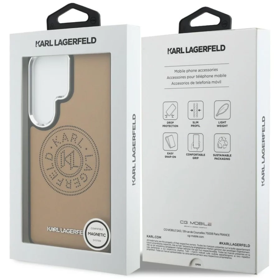 Etui Karl Lagerfeld Perforated KL MagSafe na Samsung Galaxy S26 Ultra - brązowe