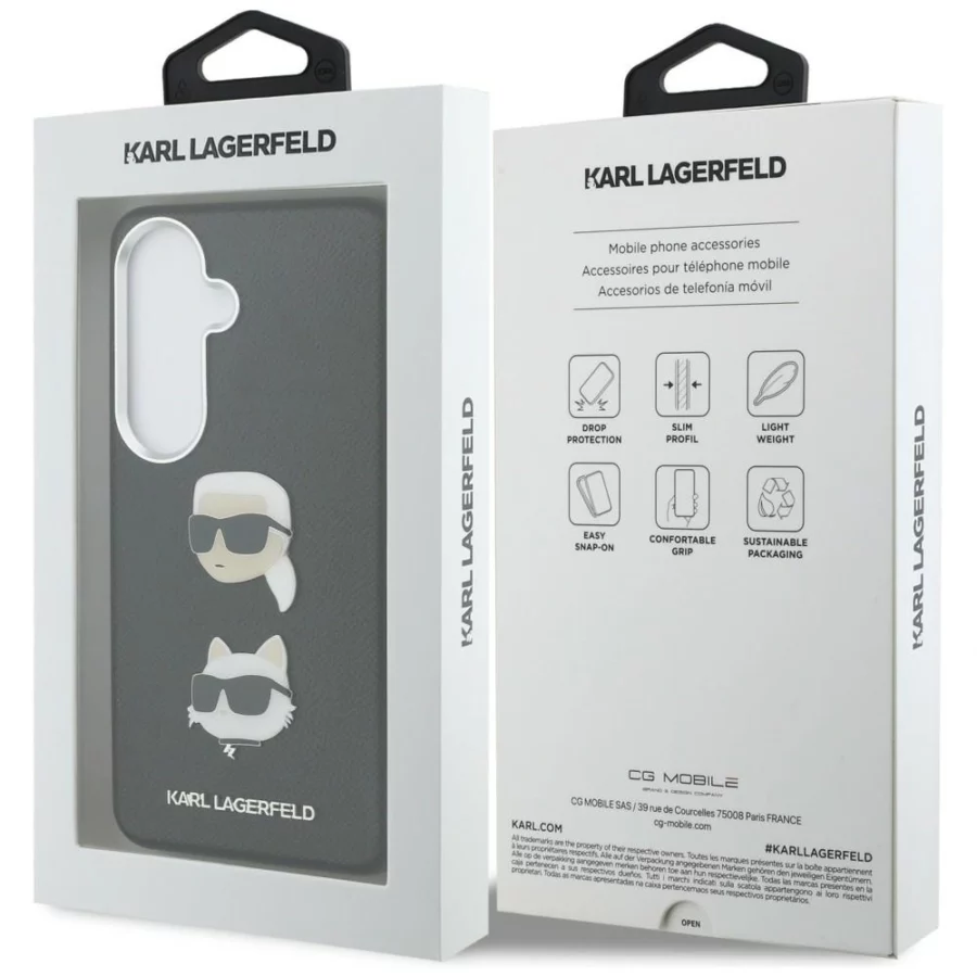 Etui Karl Lagerfeld Saffiano Double Heads Metal na Samsung Galaxy S26 - czarne