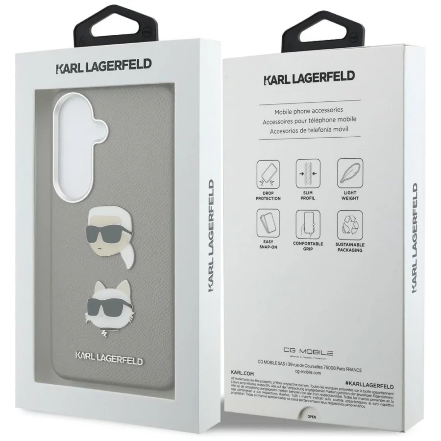 Etui Karl Lagerfeld Saffiano Double Heads Metal na Samsung Galaxy S26 - srebrne