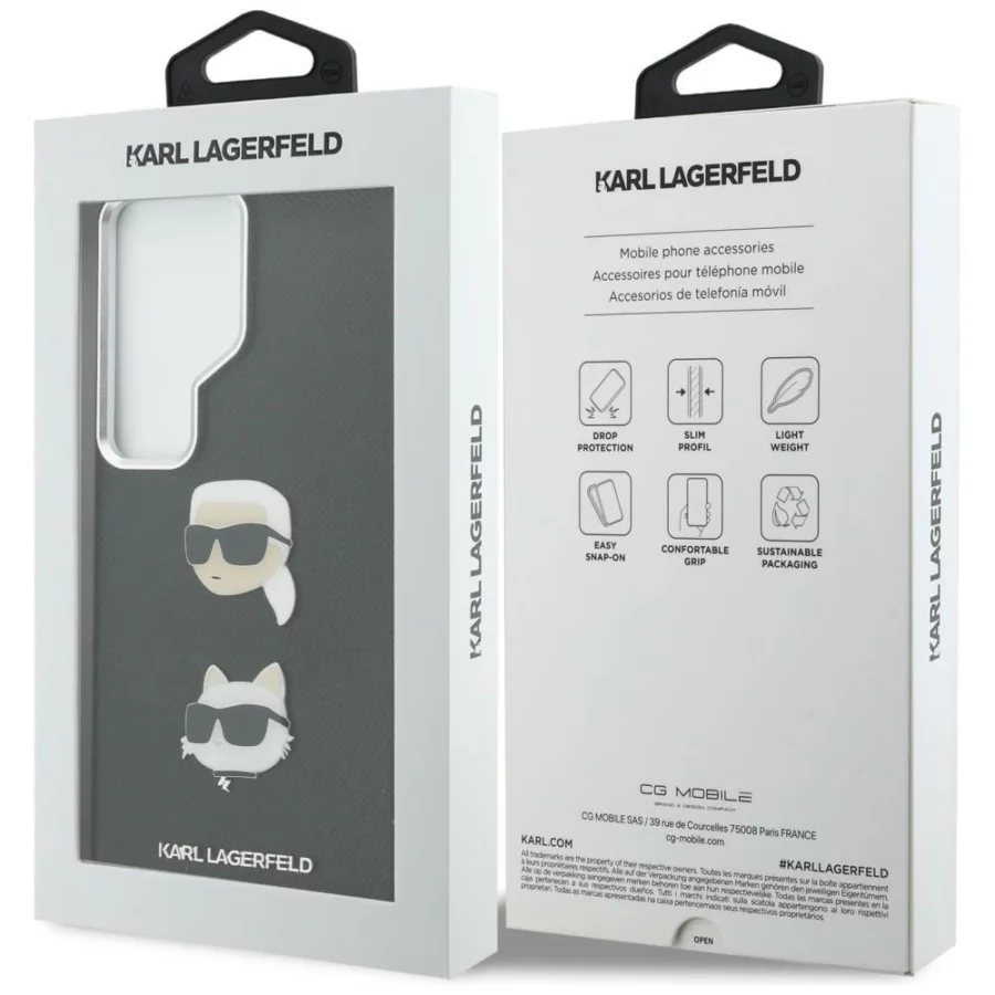 Etui Karl Lagerfeld Saffiano Double Heads Metal na Samsung Galaxy S26 Ultra - czarne