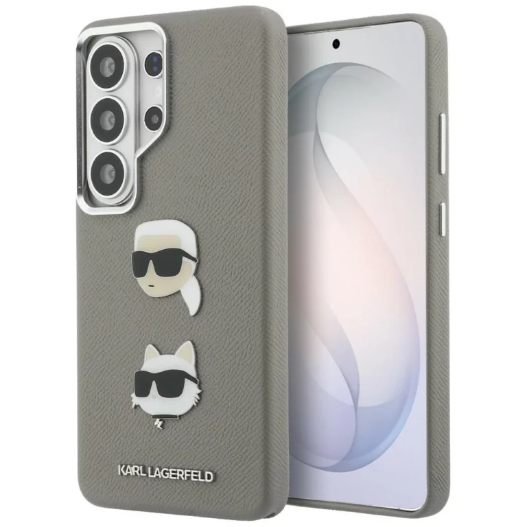 Etui Karl Lagerfeld Saffiano Double Heads Metal na Samsung Galaxy S26 Ultra - srebrne