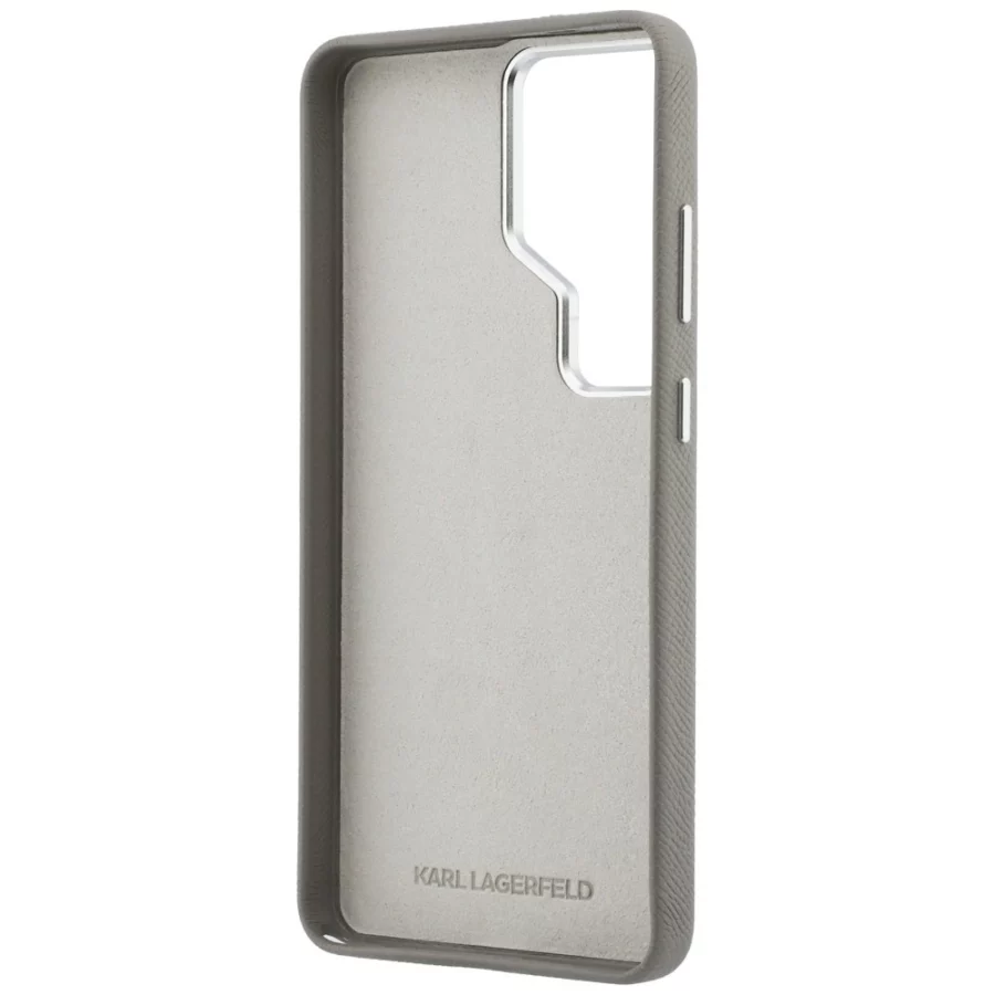 Etui Karl Lagerfeld Saffiano Double Heads Metal na Samsung Galaxy S26 Ultra - srebrne