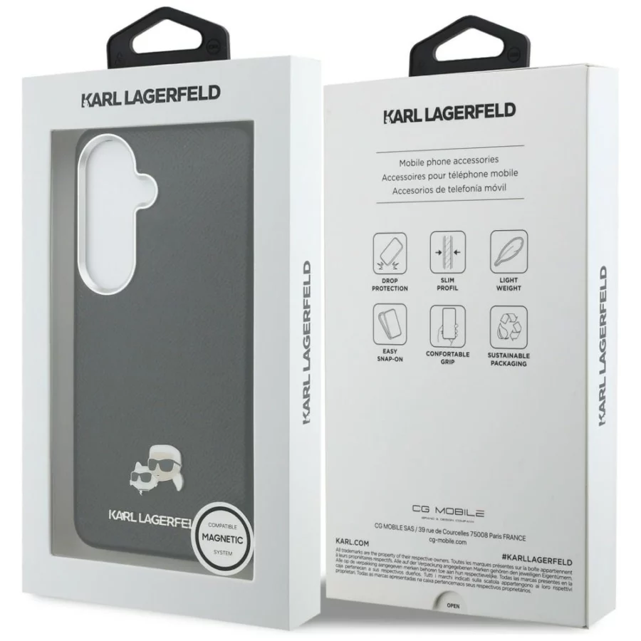 Etui Karl Lagerfeld Saffiano KC Metal    Logo MagSafe do Samsung Galaxy S26 czarny