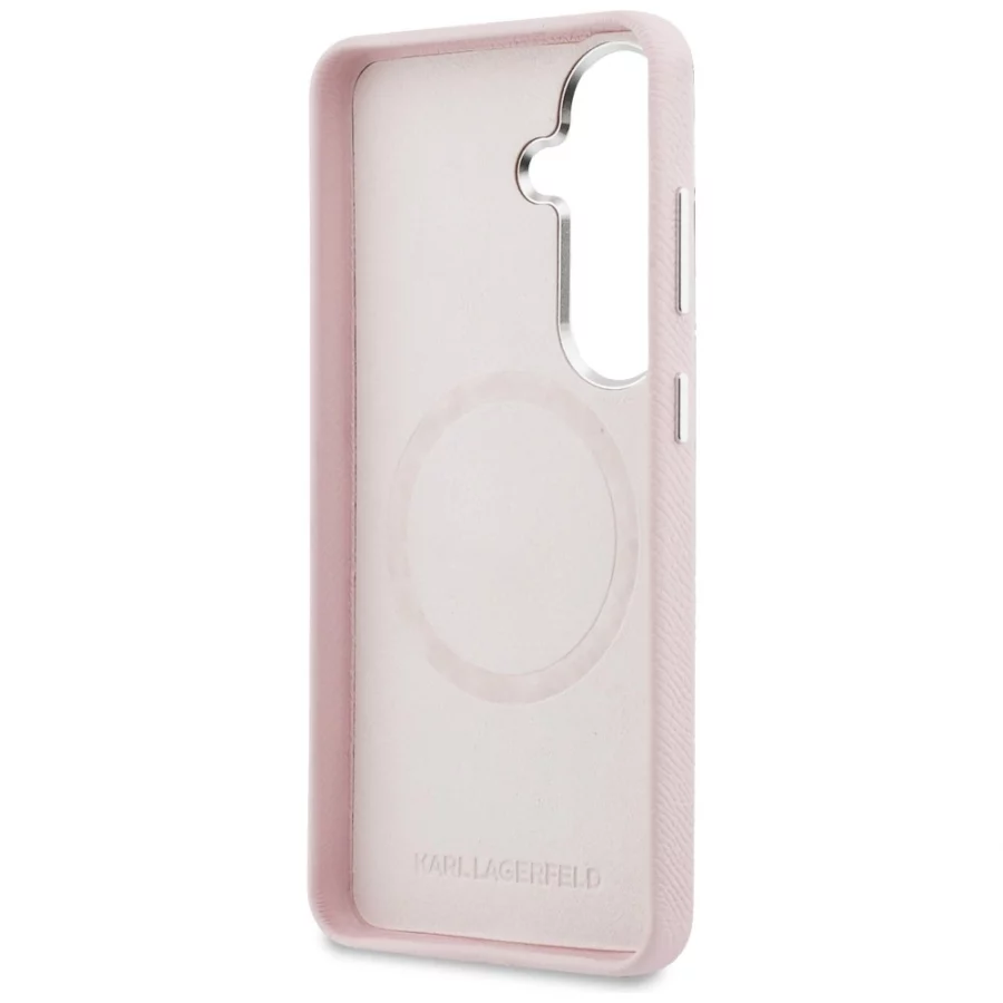 Etui Karl Lagerfeld Saffiano KC Metal Logo MagSafe na Samsung Galaxy S26 - różowe