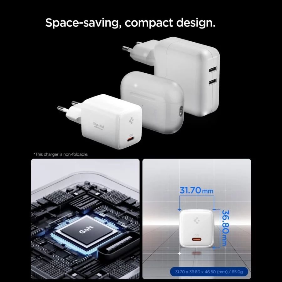 Ładowarka sieciowa Spigen EE451EU Essential USB-C 45W - biała