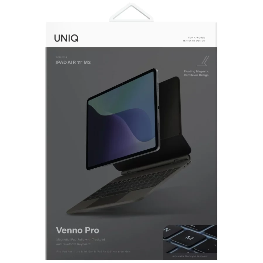 Etui UNIQ Venno Pro Magnetic Smart z klawiaturą na iPad Air 10.9" (2020/2022) / Pro 11" (2021/2022) / Air 11" (2024/2025/2026) - czarne