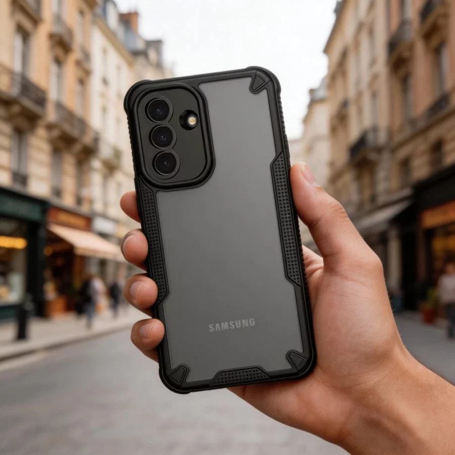 Etui Tech-Protect Rugged Shield na Samsung Galaxy A57 5G - półprzezroczysto-czarne