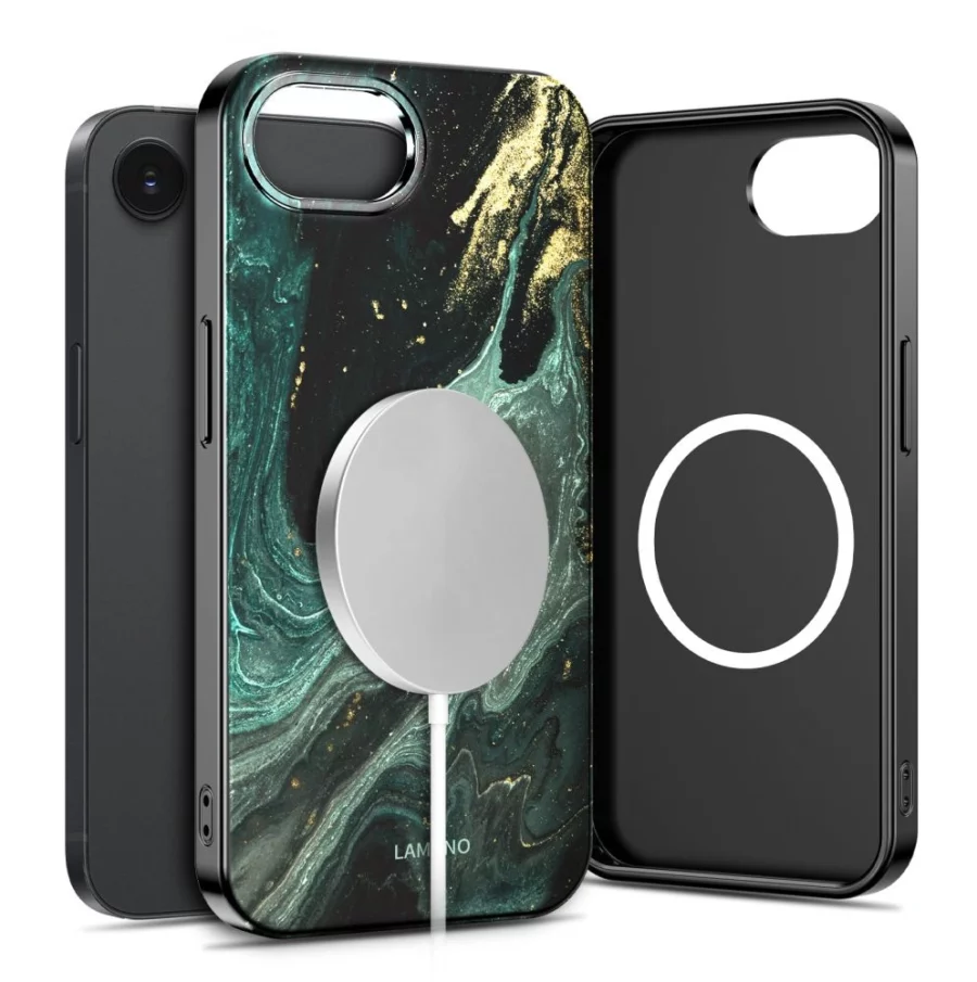 Etui Tech-Protect Lamano MagSafe na iPhone 16e / 17e - czarno-zielone
