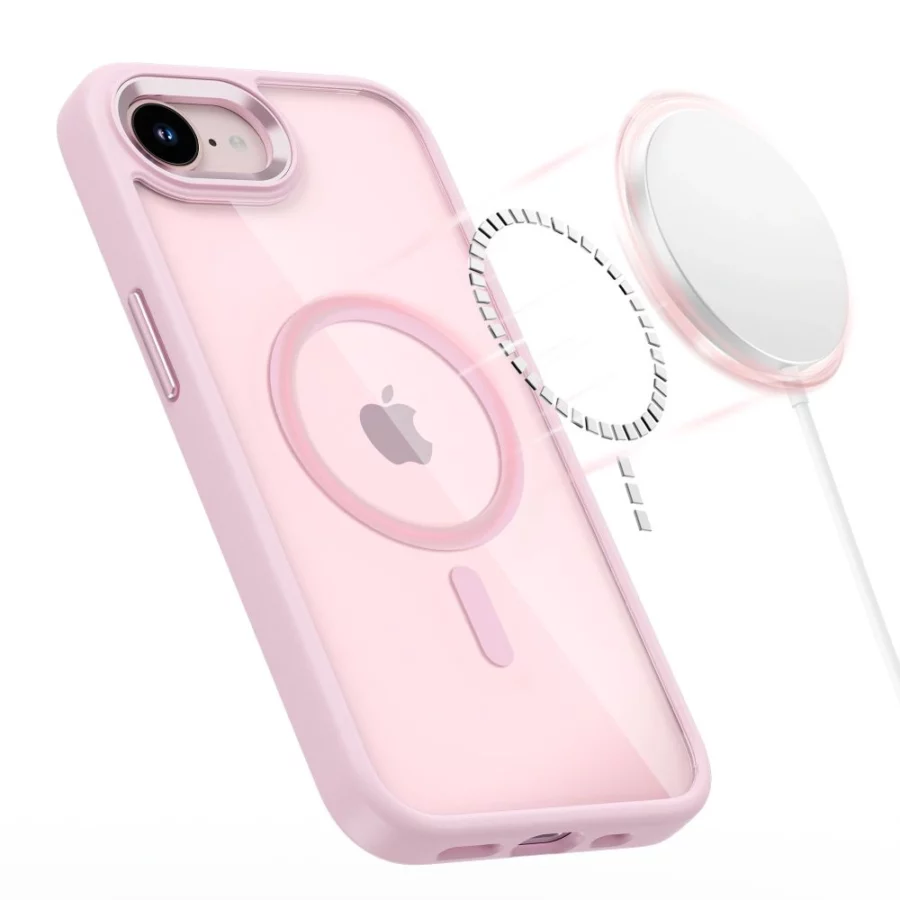 Etui Tech-Protect Magmat MagSafe na iPhone 16e / 17e - przezroczysto-różowe