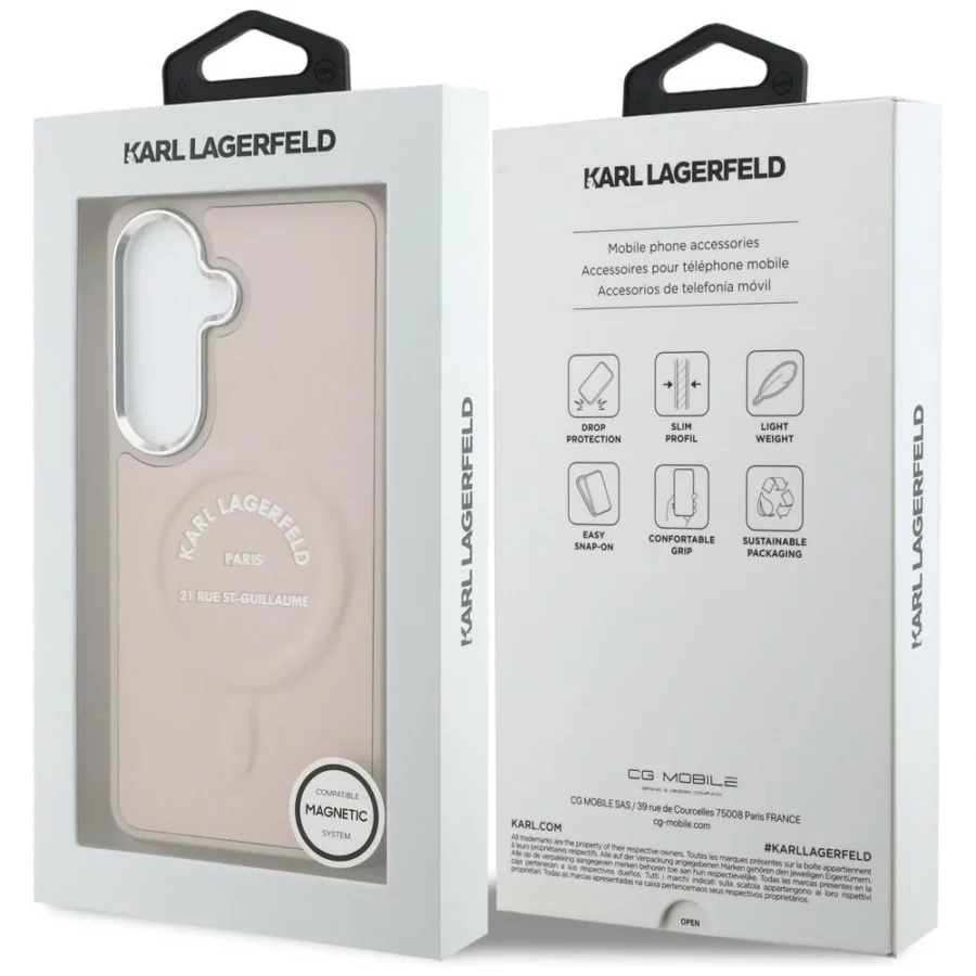 Etui Karl Lagerfeld Embossed Ring RSG Logo MagSafe na Samsung Galaxy S26 - różowe