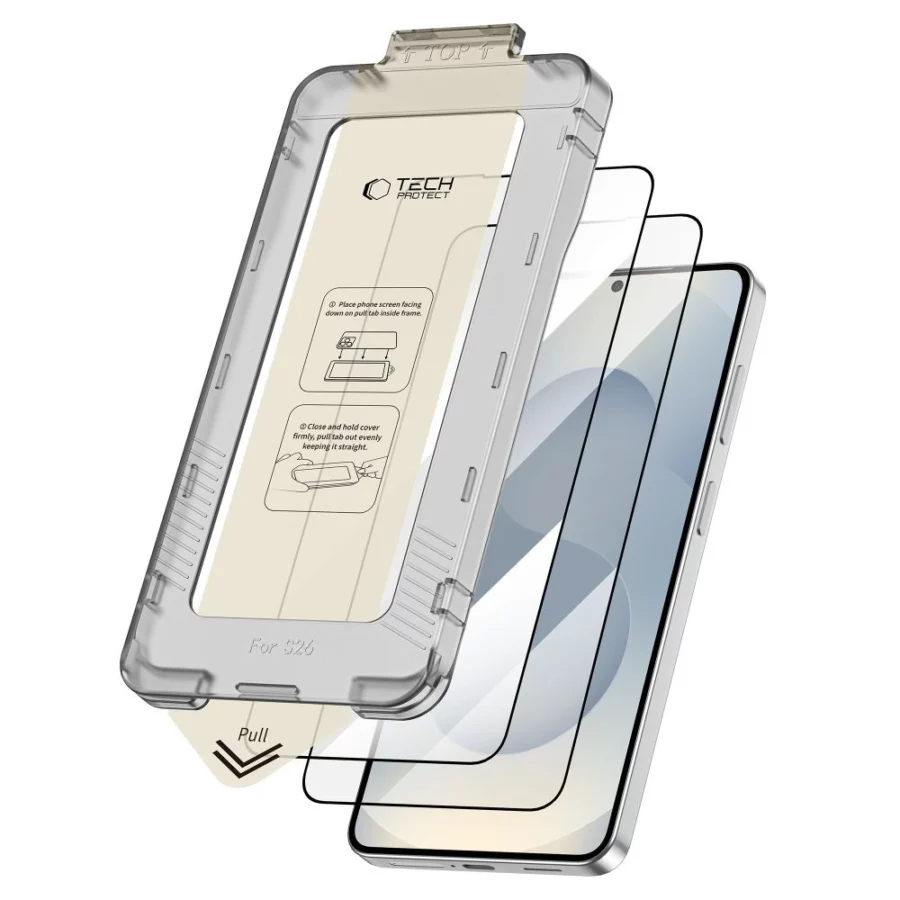 Szkło hartowane Tech-Protect Quick Set+ 2-Pack na Samsung Galaxy S26 - czarne