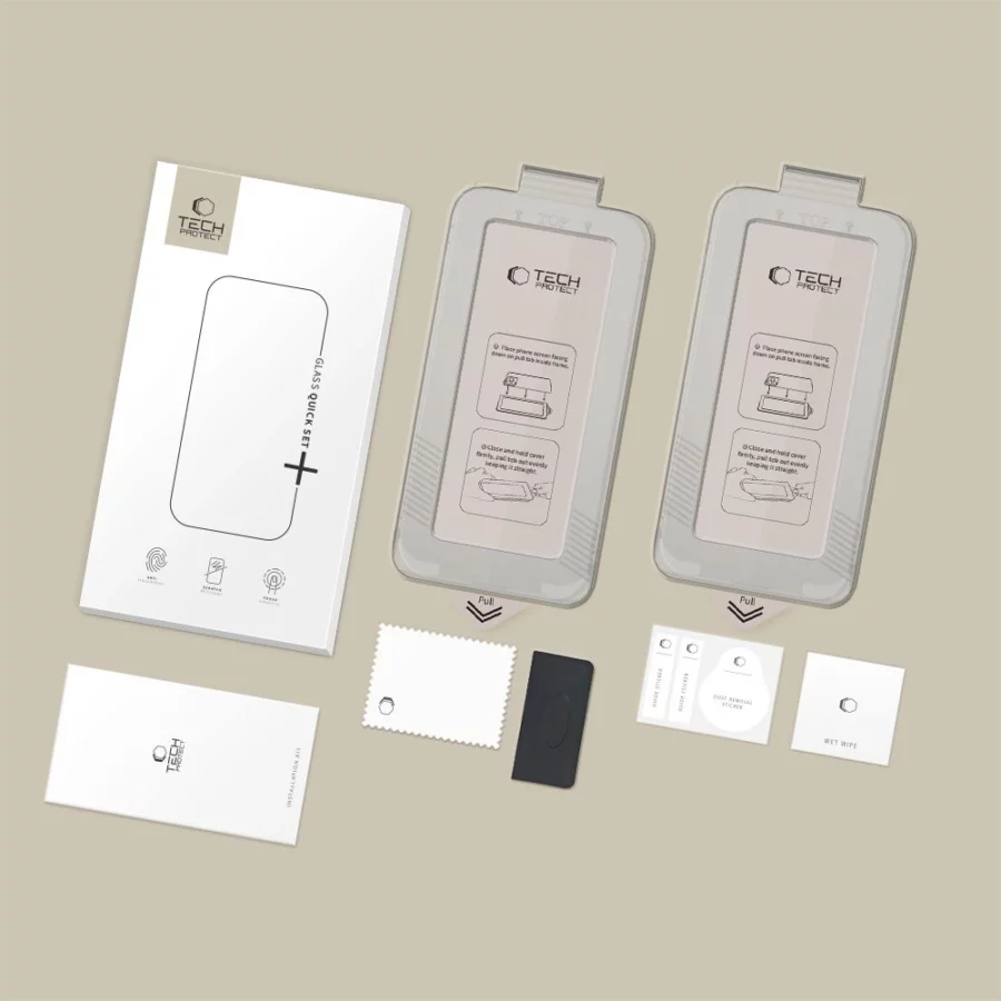 Szkło hartowane Tech-Protect Quick Set+ 2-Pack na Samsung Galaxy S26 - czarne