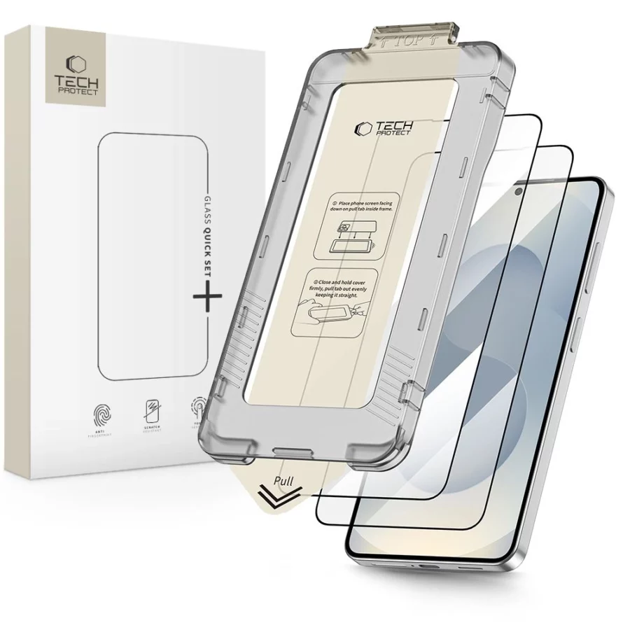 Szkło hartowane Tech-Protect Quick Set+ 2-Pack na Samsung Galaxy S26+ - czarne