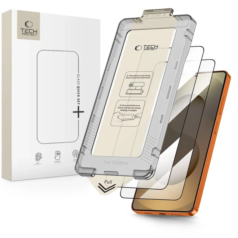 Szkło hartowane Tech-Protect Quick Set+ 2-Pack na Samsung Galaxy S26 Ultra - czarne