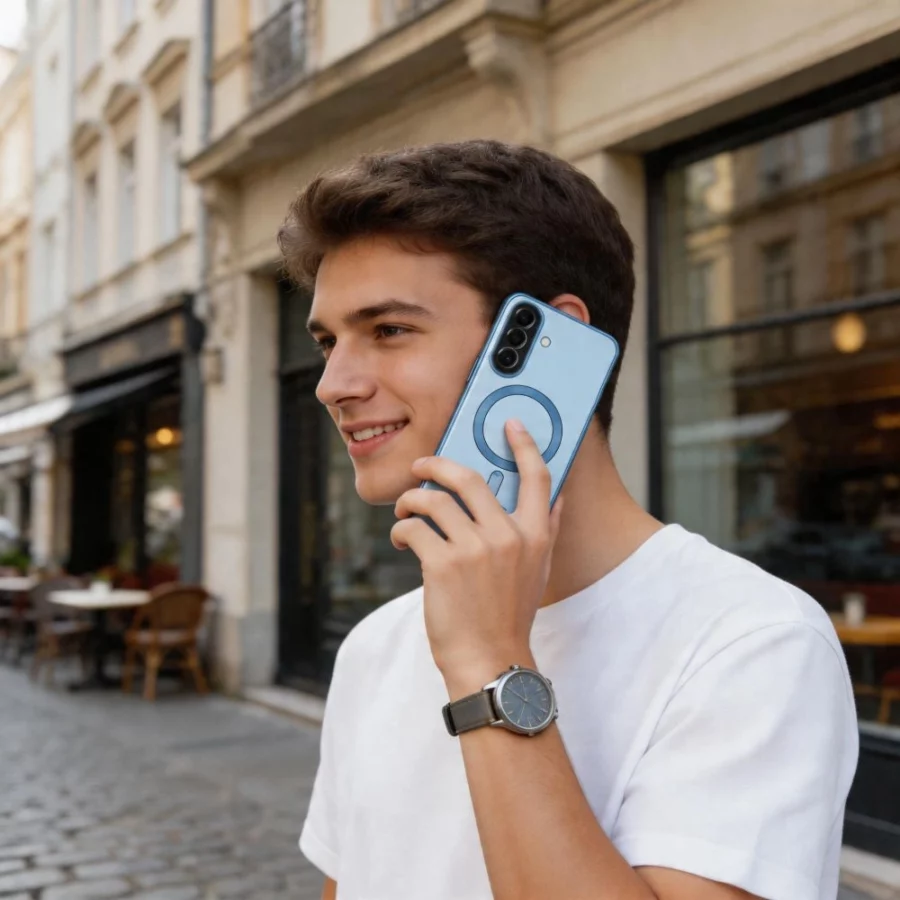 Etui Tech-Protect MagFlex MagSafe na Samsung Galaxy A57 5G - przezroczysto-niebieskie