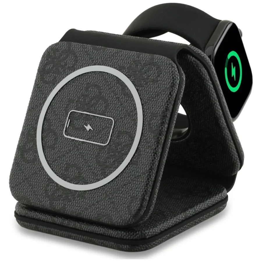 Ładowarka indukcyjna Guess 4G 3w1 15W MagSafe - czarna
