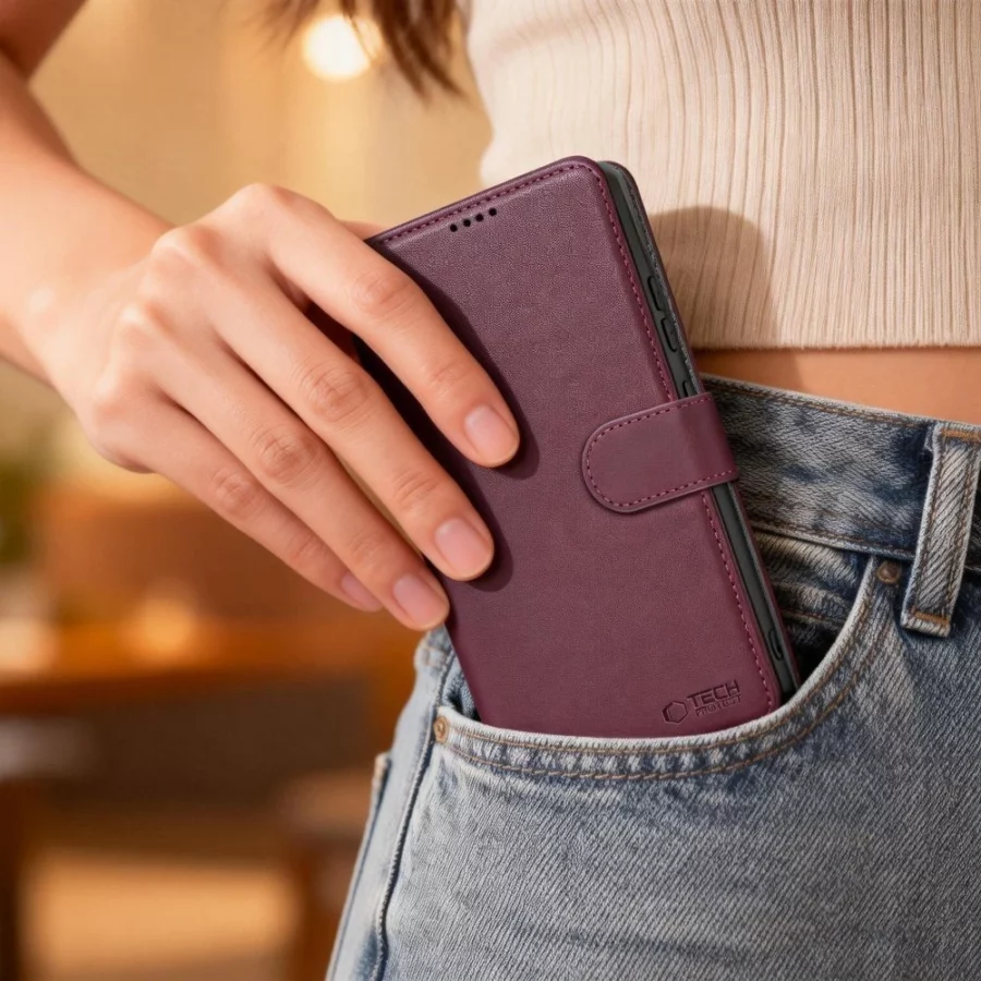 Etui Tech-Protect Wallet na Samsung Galaxy A27 5G - bordowe